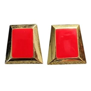 Red and Gold Geometric Earrings